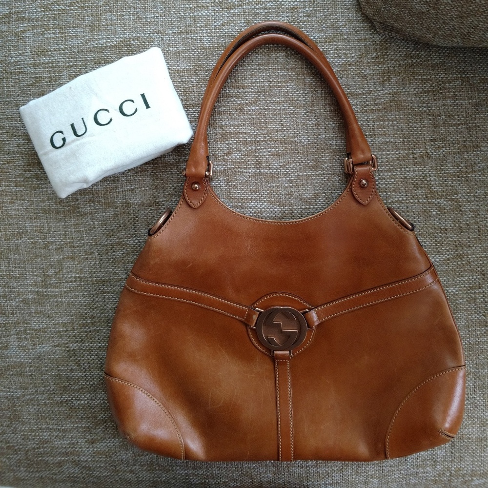 Pre-Owned Brown Leather Gucci Handbag Bag Purse